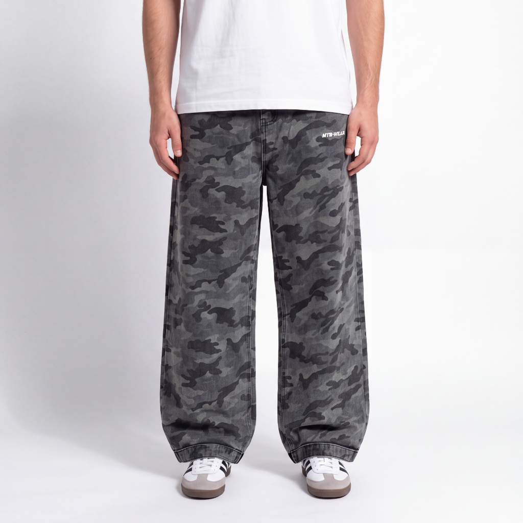 HEAVY CAMO - Zipper Baggy Jeans