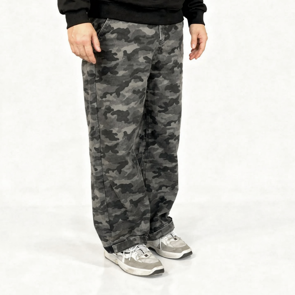 HEAVY CAMO - Zipper Baggy Jeans